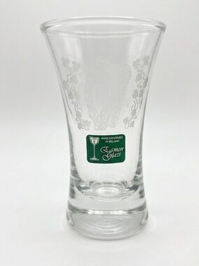 🇮🇪 Eamon Glass Hand Engraved Shot Glass (Tall Shooter) Harp Shamrocks